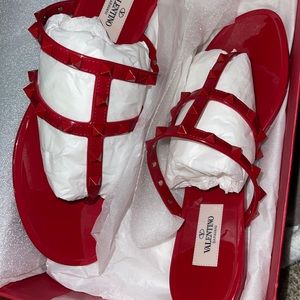 NIB 💯 AUTHENTIC VALENTINO RED ROCKSTUD JELLY SANDALS